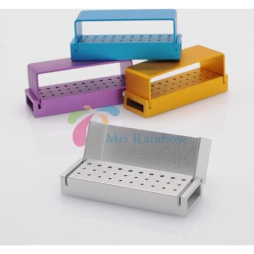 4/Pcs Dentist FG RA Drill Burs Cases 30-Holes Holder Block Organizer Alumimum Dental Lab Instrument Colorful