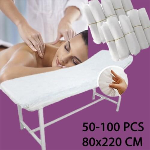 50 pcs Elastic Disposable Spa Massage Mattress Sheets Underpad Cover Fitted Tissue Poly Flat Stretcher Non Woven Fabric Tattoo