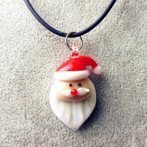 6pcs Custom Hand made Murano Glass Christmas Santa Claus figurines pendant miniature lovely ornaments DIY Necklace accessories