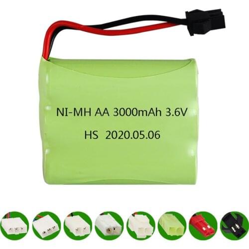 3.6V 3000mAh Rechargeable NiMH Battery For Rc toys Car Tank Boat Gun trucks parts 3.6 V AA nimh battery SM/JST/EL-2P/TAMIYA Plug