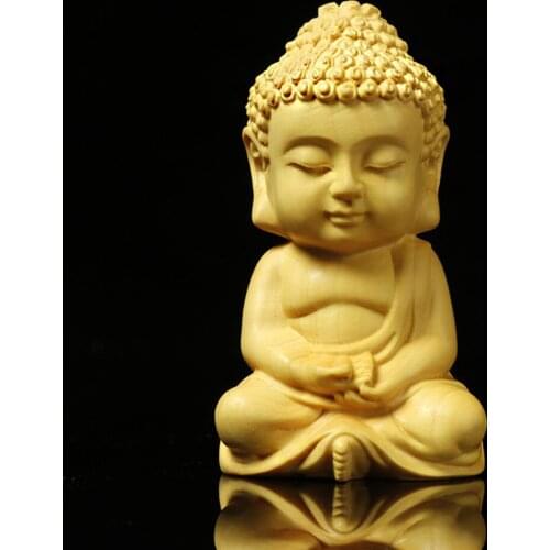 Buddhist Supplies Crafts Environmentally Friendly Wood Yellowwood 6.8CM Decorative Ceramic Ornaments Buddha Statue