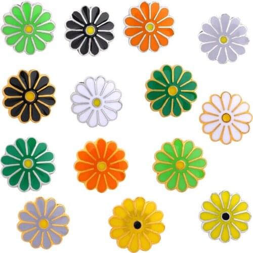 50PCS Daisies Flower Beads Jewelry Making Alloy Enamel Material For DIY Charms Pendants Bracelets Needleworks Findings Wholesale