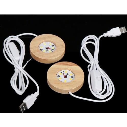Wood Light Base Rechargeable Remote Control Wooden LED Light Rotating Display Stand Lamp Holder Lamp Base Art Ornament New Hot