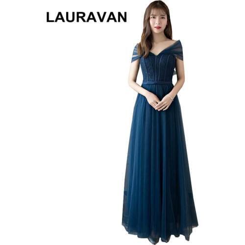 Long sexy tulle bridemaid girl convertible wrap bridesmaid navy blue dress size 2 formal dresses 2020 girls teens ball gown