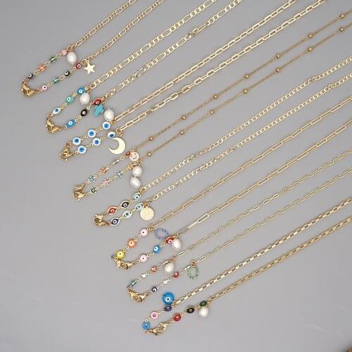 Go2Boho Evil Eye Chain For Mask Holder Lanyard Women Bohemian Star Jewellery Pearl Necklace Gold Color Chains Glasses Straps