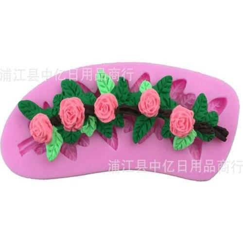 DIY Tools about Rose Vine Plants Cake decoration Liquid Silicone Cake Mold/Pastry Mould/Jello Pudding/Chocolate Molds/Ice Cube
