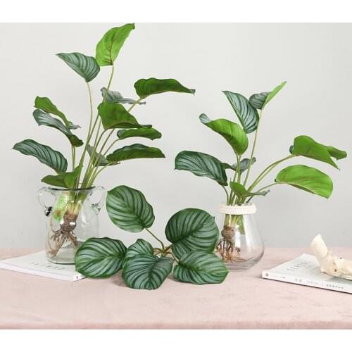 Real Touch Artificial Plants Branch Green Ficus Bouquet with Root Flores Fake Leaves Supplies for Home Garden Wedding Decoration