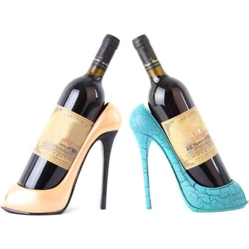 Creative Home Decorative Figurines Ornaments Modern Minimalist Wine Rack Decoration Creative High Heel Shoe Craft For Kitchen