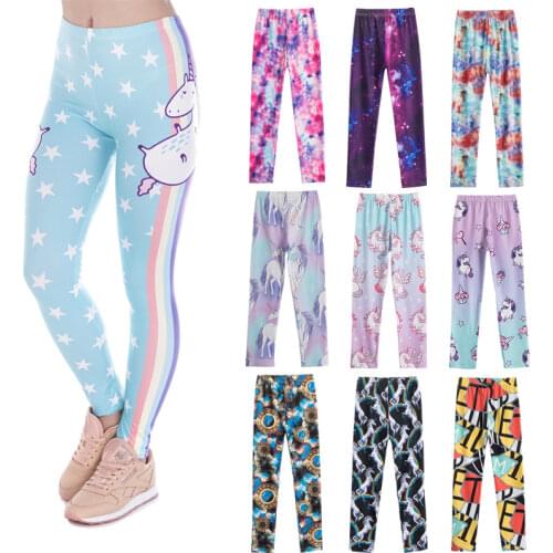 Girls Leggings For Kids Spring Summer Unicorn Pants Floral Printed Pants Children Breathable Thin Section Elastic Waist Trousers