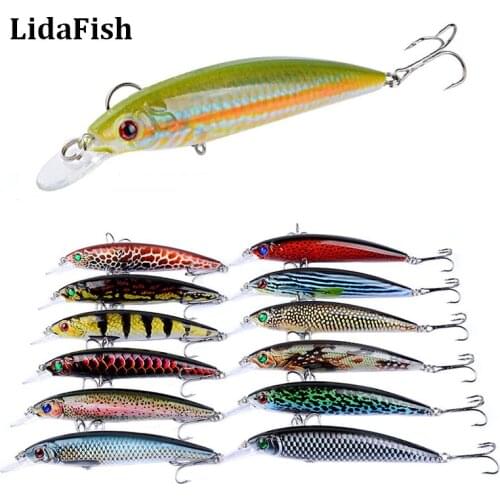 LIDAFISH Brand 11cm13.4g Floatng Sea Bass Lure Bait Fishing Minnow Lures with Flash Blade Hard Floating Wobblers Crankbait