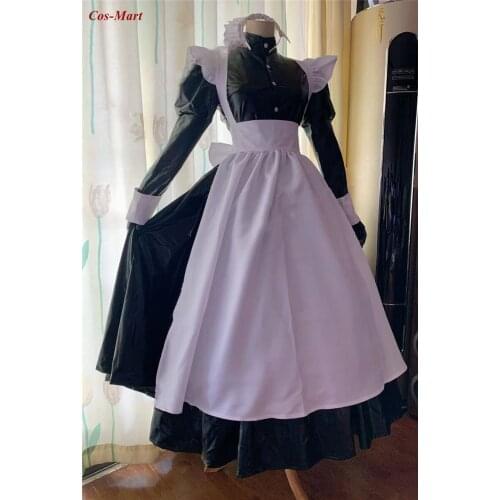 Hot Anime Roberta Cosplay Costume Black Leather Maid Dress Unisex Ball Activity Party Role Play Clothing Custom-Make Any Size