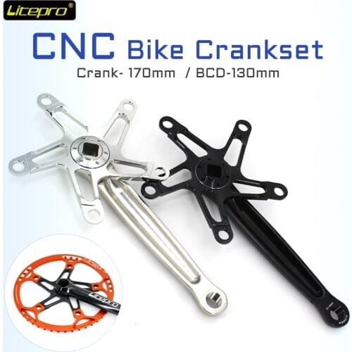 Litepro Folding Bike Crankset for Brompton 170mm Square Hole Crankset Ultralight CNC Crank mtb bmx Parts Bicycle Chainring Crank