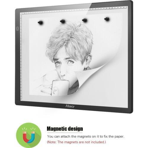 Aibecy Magnetic A3 / A4 LED Tracing Light Box Ultra Thin Stepless Dimmable Brightness Artcraft Light Table Pad Board with Scale
