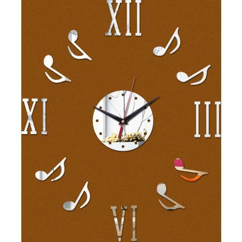 Real new 3D Wall Clock Sticker Set Roman Digits Music Creative DIY Mirror Acrylic clocks Glass Decal Home Decoration Modern