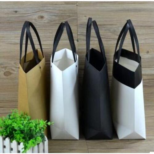 15pcs/lot Hot New Fashion Paper Shopping Bag With Handle Brown Paper Gift Packing Bag Black Paper Shops Garment Bag