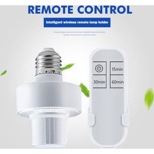 E27 Screw Light Holder Switch Lamp Base Socket with 15/30/60min Remote Timer Lamp Holder Wireless Remote Control LED Lamp Bulb