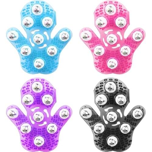 Roller Ball Body Massage Glove Anti-Cellulite Muscle Pain Relief Relax Massager For Neck Back Shoulder Buttocks Face