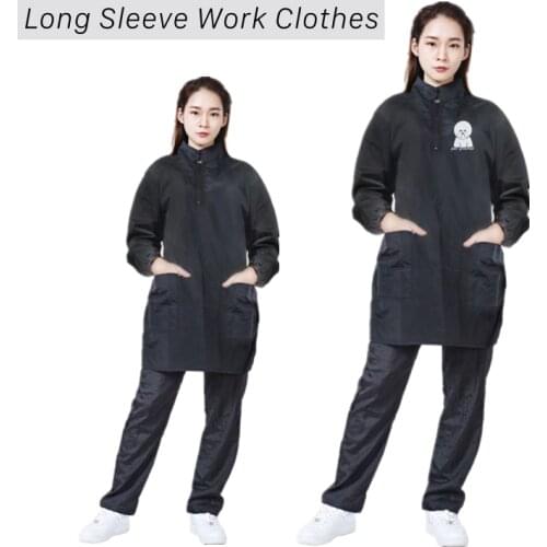 Pet Shop Grooming Long Overalls Long Sleeve Dog Cat Bath Waterproof Work Clothes Anti-static Beautician Apron Custom LOGO G0204