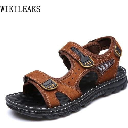 Beach Sandals Man Sandals 2021 Summer Designer Slides Mens Sandals Genuine Leather Shoes Male Luxury Designer Shoes Chaussures