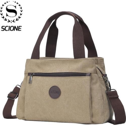 Scione Retro Casual mens Bag Canvas Ladies Shoulder Shoulder Messenger Bag Large Capacity Multi-layer Canvas Bag for men