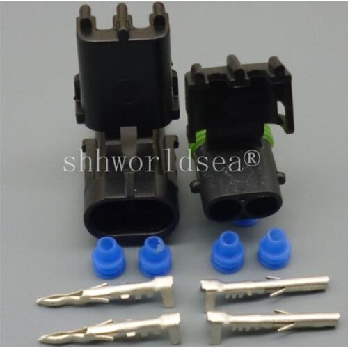 Shhworldsea factory sale 2.5MM 100 Kit Weather pack Weatherpack 2 Pin Sealed Wiring waterproof Electrical Connector plug Kit