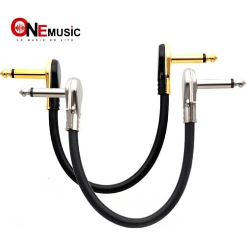 3pcs/set Guitar Patch Cable 20cm Pedal Boards Cord 1/4 Mono Right Angle Pancake Type Connectors Gold/Chrome