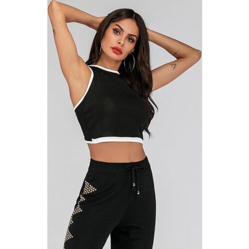 Crossed Back Sports Tops For Women Girls Casual Solid Black O Neck Sexy Camis Tops Women Short Vest 2021 Summer Fashion Clothing
