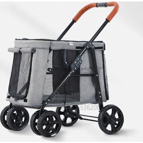 Large-capacity Dog Outing Bag Four-wheel Folding Trolley Case Cat Pet Stroller Breathable Cat and Dog Luggage