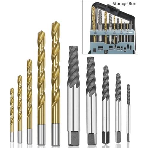 10pcs Broken Screw Extractor Drill Bit Removal Tool Set Broken Bolts Screws Remover