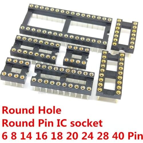 10PCS Round Hole IC Socket Connector Integrated Circuit Socket DIP8 DIP14 DIP16 DIP18 DIP20 DIP28 DIP40 Sockets