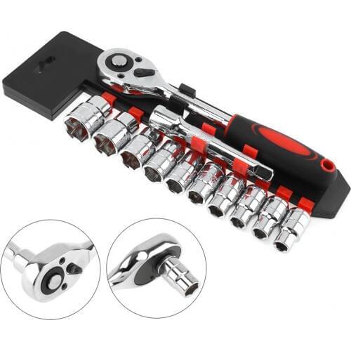12pcs / Set Socket Wrench 1 / 2" Ratchet Wrench Set 125mm Connecting Rod 10-24mm Sockets Hand Tools