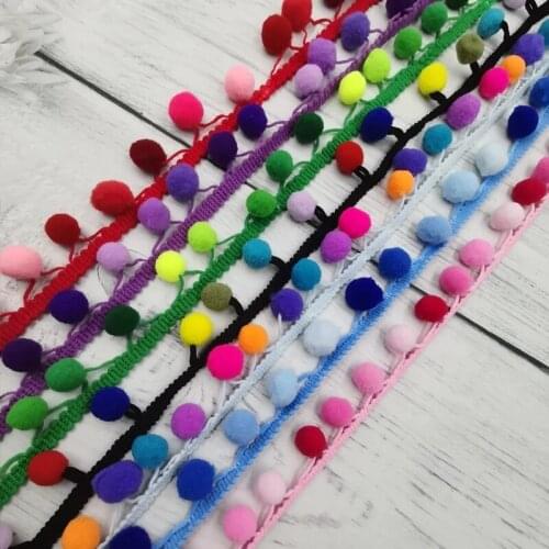 2 Yards Colorful Pompom Lace Trim Ball Lace Fringe Ribbon Fabric Handmade DIY Craft Accessories Sewing Lace 15mm