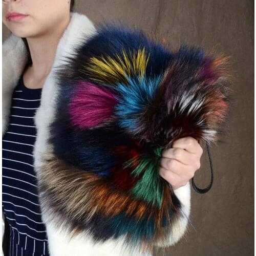 2021 Fashion High Quality Womens Fox Fur Handbag Luxury Ladies Winter Shoulder Bag Fashion Party Clutch