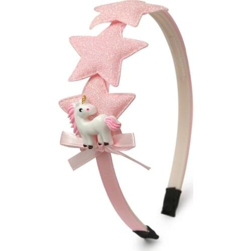 30 Pcs/ lot ,Unicorn Party Hairband Glitter Stars Hair Band Cartoon Unicorn Headband Princess Hair Hoop Girls Hair Accessories