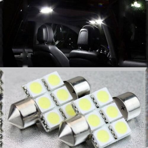 31mm 6 Smd 5050 Festoon Dome LED Bulbs DE3175 DE3021 DE3022 Top White