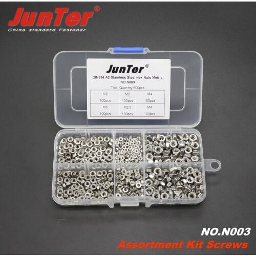 600pcs DIN934 M2 M2.5 M3 M4 A2 Stainless Steel Hex Nuts Metric Assortment Kit NO.N003
