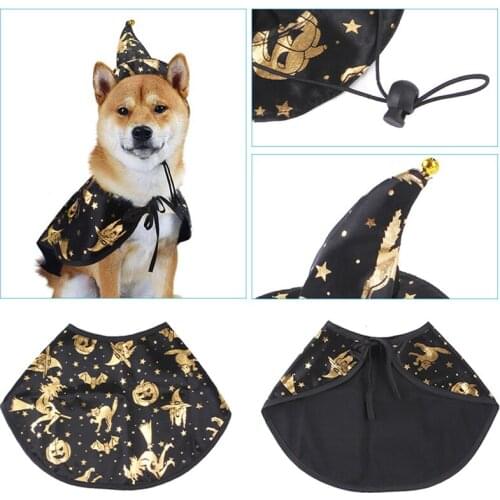 Halloween Dog Cat Cape Wizard Hat Decorative Themed Pet Wearing Festival Pet Supplies Accessories for Small Medium Breed Hot