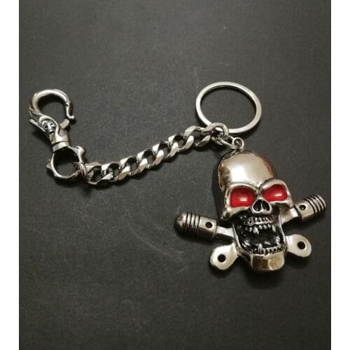 Stainless steel Skull outlaws keychain ring for the Motor BikerMC key chain Vest Clothing of Skull keychain waistchain hooker