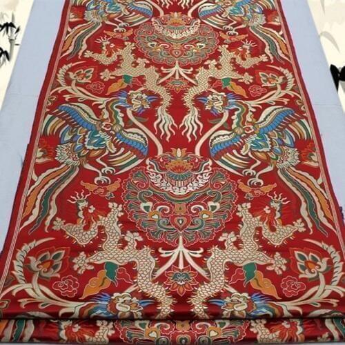 CF568 Dragon and Phoenix Jacquard Silk Brocade Fabric Chinese Cheongsam Clothes Fabric Chinese Wedding Dress Fabric Silk Fabrics