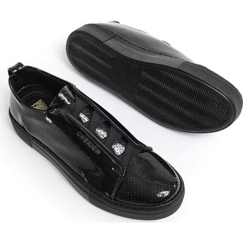 Chekich Mens Shoes Black Artificial Leather 2021 Spring & Autumn Seasons New Fashion Casual Breathable Sneakers Comfortable Solid Outsole Office Fashion Wedding Daily Walking Shoes Lightweight Suits Luxury CH011 V6