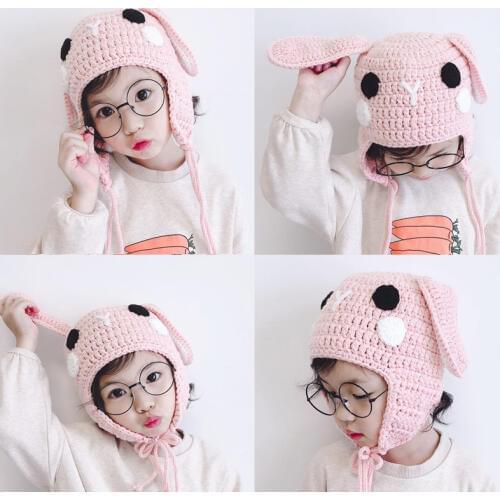 Baby scarf hat set winter hat cape for boys and girls aged 2 to 8 children rabbit ear crochet child photography props
