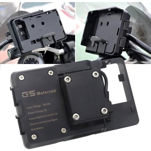 For BMW R1200GS Mobile Phone Navigation Bracket ADV F700 800GS CRF1000L Africa Twin For Honda R 1200 GS USB Charging 12MM Mount