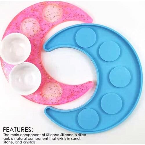DIY Coaster Resin Epoxy Mold Five Hole Moon Candle Holder Tray Cup Mat Casting Silicone Mold DIY Crafts Home Decoration Making