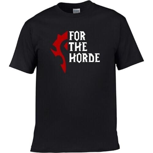 Mens 100% cotton t shirt warcraft basic tshirts short sleeve unisex tee WOW For The Horde t-shirts mens black tee womens T