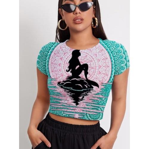 3d Tshirt Mermaid T-shirt Women Ocean Tshirts Casual Abstract T-shirts 3d Psychedelic Navel Bare Womens Clothing T shirts