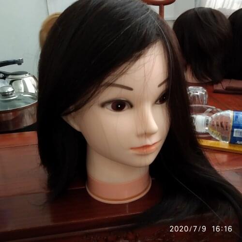 100% Human Hair Doll Head For Sale Hairdressers Practice Paint Dye Bleach Curl Iron Braid Cut Hair Training Mannequin Head