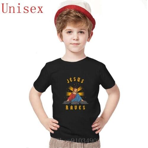 Jesus Raves DJ children children clothes boys Short Sleeved Christianity T-shirt Round Neck Fashion Designer Regular Fit Music