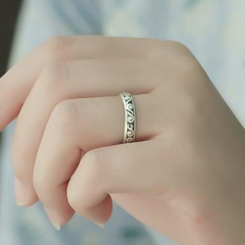 Handmade Carved Clouds Ring Fashion Bohemia Antique Silver Color Carving Cloud Rings For Women Wedding Friend Gift