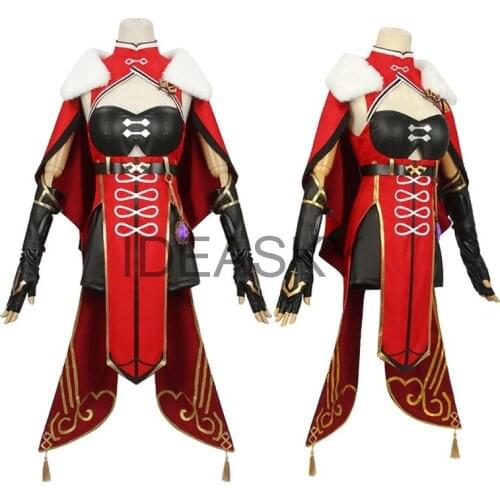Genshin Impact Beidou Cosplay Costume Beidou Cosplay Costume shoes wig Women Black Red Costume Halloween Dress Cloak Full Set