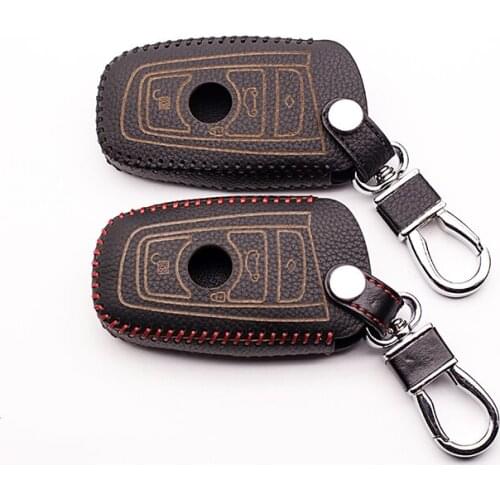 Hot sale Leather car key cover for BMW M3 M4 M5 M6 X1 X3 X5 X6 E36 E46 E81 E82 E87 E90 E92 3 buttons leather car remote key case